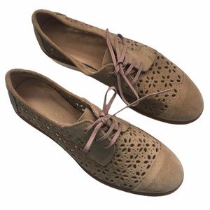 zendra Shoes New Zendra Tan Perforated Suede Leather Oxfords